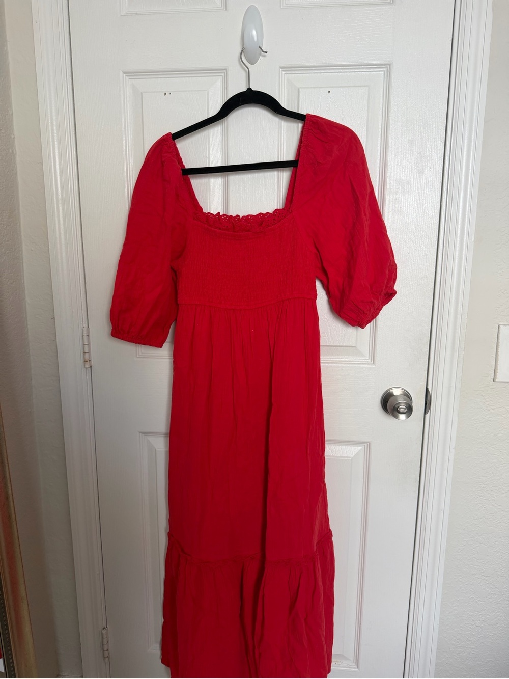 Billabong Red Puff-Sleeve Maxi Dress